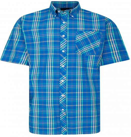 Espionage SH443 Checked Short Sleeve Shirt Royal/Mint/Lemon - Rövid-ujjú ingek - Férfi rövid ujjú ingek