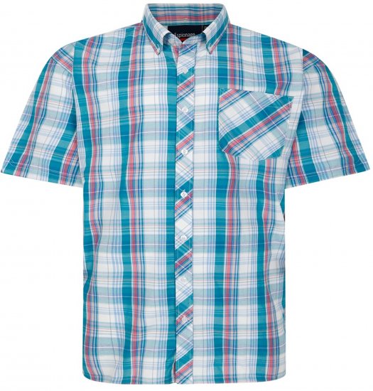 Espionage SH443 Checked Short Sleeve Shirt Green/Pink/White - Ingek - Ingek 2XL-10XL