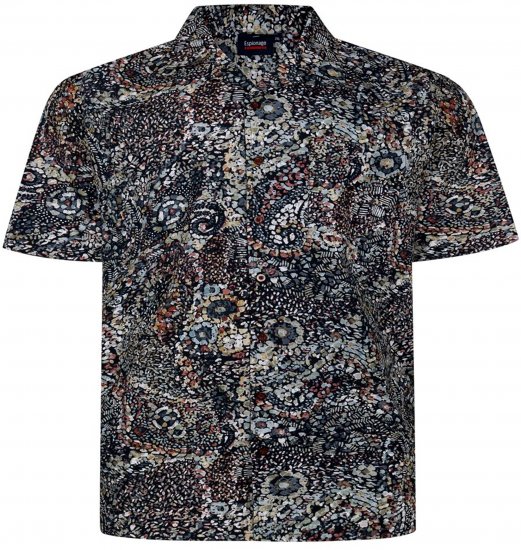 Espionage SH467 Short Sleeve Abstract Print Shirt Dark Green - Rövid-ujjú ingek - Férfi rövid ujjú ingek