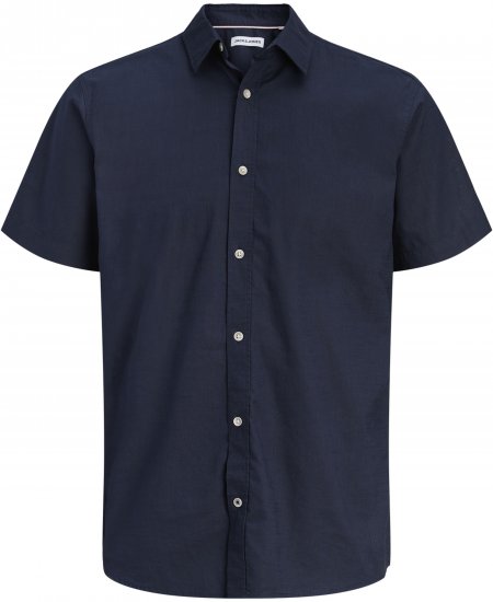 Jack & Jones Henry Slub Short Sleeve Navy - Ingek - Ingek 2XL-10XL