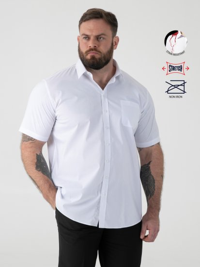 D555 Lucas Folttaszító Vasalásmentes Rugalmas Rövid Ujjú Ing Fehér - Ingek - Ingek 2XL-10XL