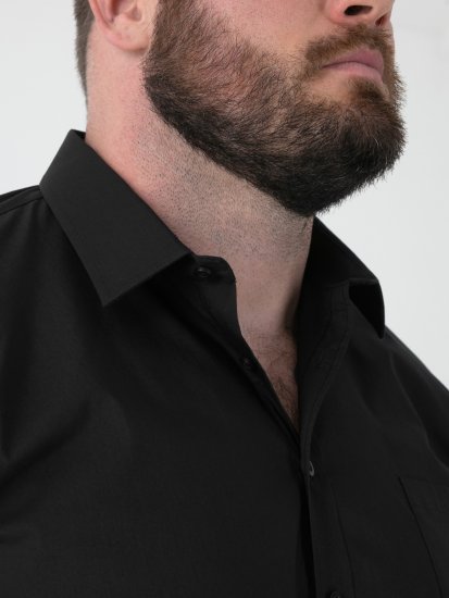 D555 Lucas Folttaszító Vasalásmentes Rugalmas Rövid Ujjú Ing Fekete - Ingek - Ingek 2XL-10XL