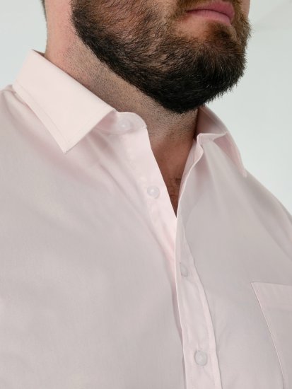 D555 Lucas Folttaszító Vasalásmentes Rugalmas Rövid Ujjú Ing Rózsaszín - Ingek - Ingek 2XL-10XL