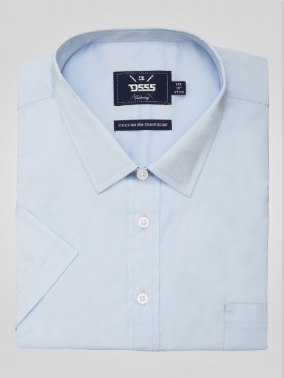 D555 Lucas Folttaszító Vasalásmentes Rugalmas Rövid Ujjú Ing Világoskék - Ingek - Ingek 2XL-10XL