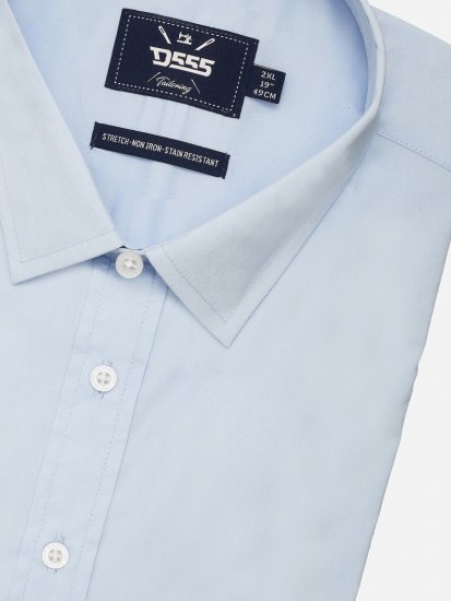 D555 Lucas Folttaszító Vasalásmentes Rugalmas Rövid Ujjú Ing Világoskék - Ingek - Ingek 2XL-10XL