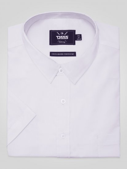 D555 Lucas Folttaszító Vasalásmentes Rugalmas Rövid Ujjú Ing Fehér - Ingek - Ingek 2XL-10XL