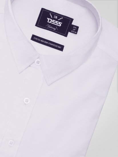 D555 Lucas Folttaszító Vasalásmentes Rugalmas Rövid Ujjú Ing Fehér - Ingek - Ingek 2XL-10XL