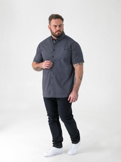 D555 Melrose Navy Icon AOP Button Down Collar Short Sleeve Navy - Rövid-ujjú ingek - Férfi rövid ujjú ingek