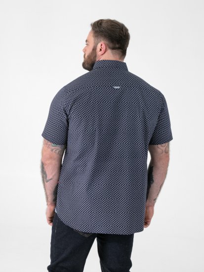 D555 Melrose Navy Icon AOP Button Down Collar Short Sleeve Navy - Rövid-ujjú ingek - Férfi rövid ujjú ingek