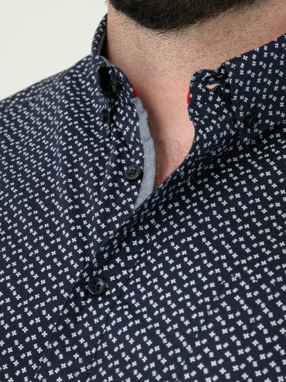 D555 Melrose Navy Icon AOP Button Down Collar Short Sleeve Navy - Rövid-ujjú ingek - Férfi rövid ujjú ingek