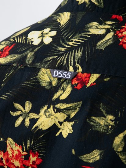 D555 Gordon Hawaiian AOP Cuvan Collar Resort Short Sleeve Black - Ingek - Ingek 2XL-10XL