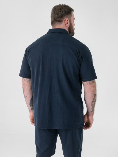 D555 Connor Stretch Cuban Collar Resort Short Sleeve Shirt Navy - Ingek - Ingek 2XL-10XL
