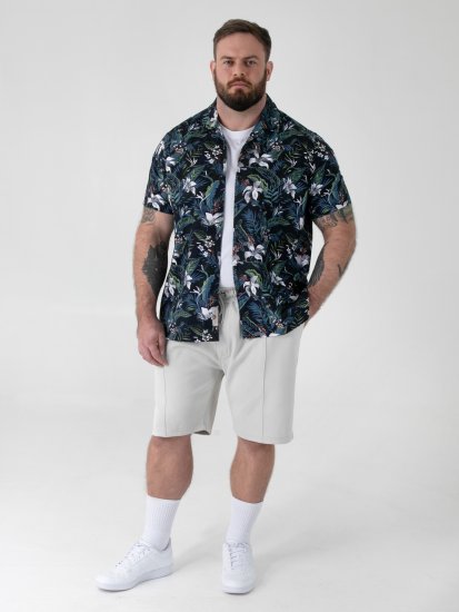 D555 Corden Hawaiian AOP Cuban Collar Resort Short Sleeve Navy - Rövid-ujjú ingek - Férfi rövid ujjú ingek