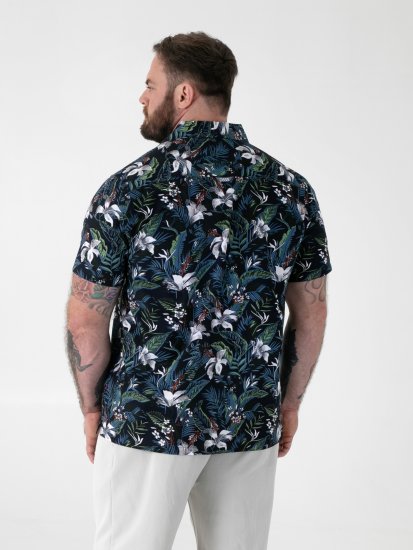 D555 Corden Hawaiian AOP Cuban Collar Resort Short Sleeve Navy - Rövid-ujjú ingek - Férfi rövid ujjú ingek