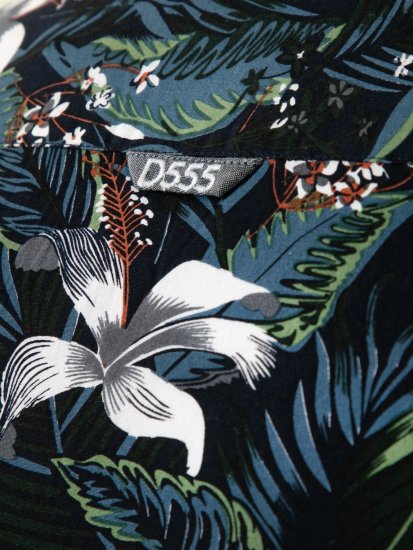 D555 Corden Hawaiian AOP Cuban Collar Resort Short Sleeve Navy - Rövid-ujjú ingek - Férfi rövid ujjú ingek