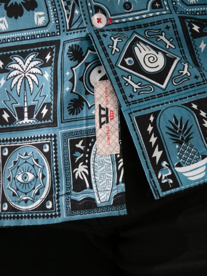 D555 Hawkins Printed Cuban Collar Resort Short Sleeve Shirt Teal - Ingek - Ingek 2XL-10XL