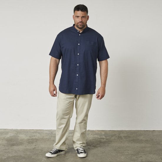 North Latitude 61109 Mao Galléros Rövid Ujjú Ing Tengerészkék - Ingek - Ingek 2XL-10XL
