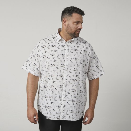 North Latitude 61111 Mintás Len Rövid Ujjú Ing Fehér - Ingek - Ingek 2XL-10XL