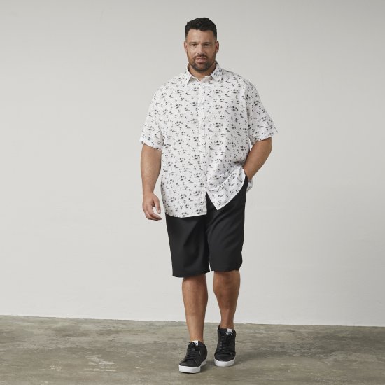 North Latitude 61111 Mintás Len Rövid Ujjú Ing Fehér - Ingek - Ingek 2XL-10XL