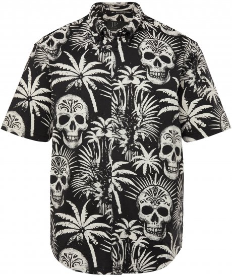 JP1880 Skull Pattern Jersey Short Sleeve Shirt Black - Ingek - Ingek 2XL-10XL