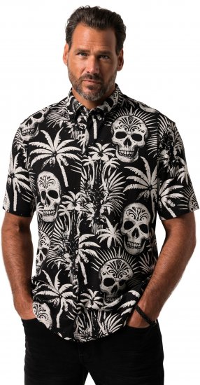 JP1880 Skull Pattern Jersey Short Sleeve Shirt Black - Ingek - Ingek 2XL-10XL