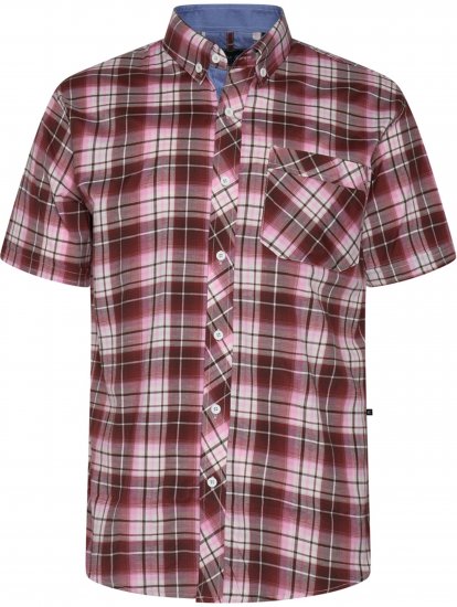 Kam Jeans 6368 Checked Short Sleeve Shirt Red - Ingek - Ingek 2XL-10XL