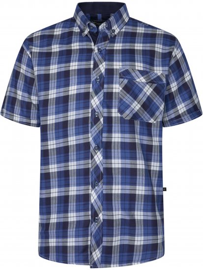 Kam Jeans 6369 Checked Short Sleeve Shirt Blue - Ingek - Ingek 2XL-10XL