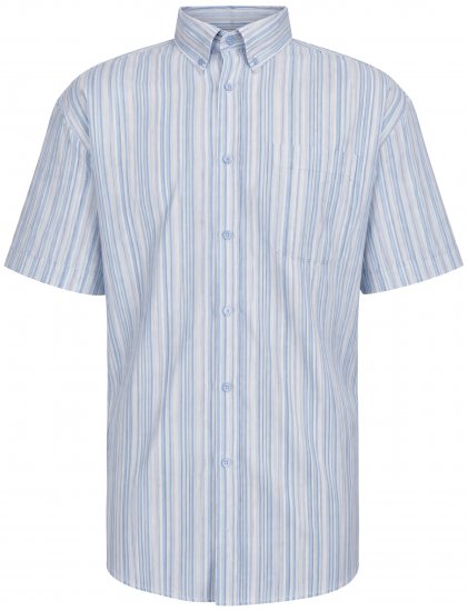 Kam Jeans 6373 Casual Striped Short Sleeve Shirt Blue - Ingek - Ingek 2XL-10XL