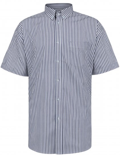 Kam Jeans 6375 Casual Striped Short Sleeve Shirt Navy - Ingek - Ingek 2XL-10XL