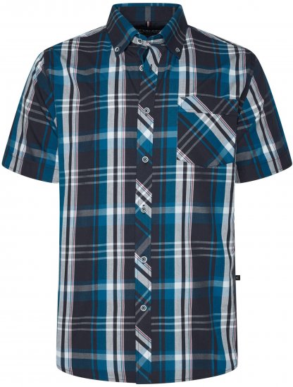 Kam Jeans 6380 Casual Checked Short Sleeve Shirt Navy - Rövid-ujjú ingek - Férfi rövid ujjú ingek