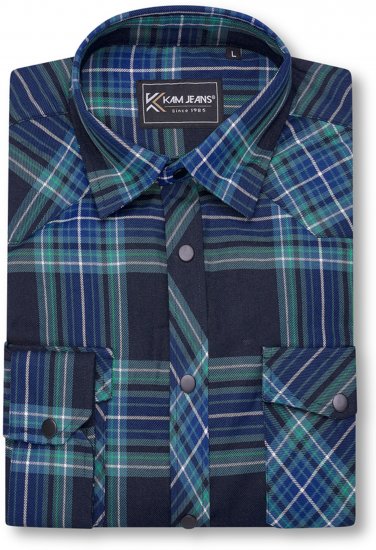 Kam Jeans 6353 Western Check Shirt Navy - Ingek - Ingek 2XL-10XL