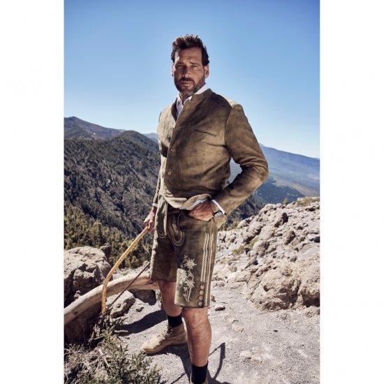 JP1880 Shorts Goat Suede with Belt Buckle Traditional Moss Green - Alkalmi ruházat - Ünnepi ruházat – Ünnepelj stílusosan és kényelmesen