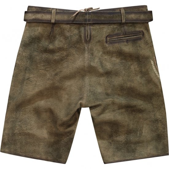 JP1880 Shorts Goat Suede with Belt Buckle Traditional Moss Green - Alkalmi ruházat - Ünnepi ruházat – Ünnepelj stílusosan és kényelmesen