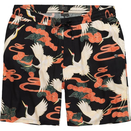 JP1880 Bermuda Shorts Floral All-over Print Black - Rövidnadrág - Nagyméretű Rövidnadrág W40-W60