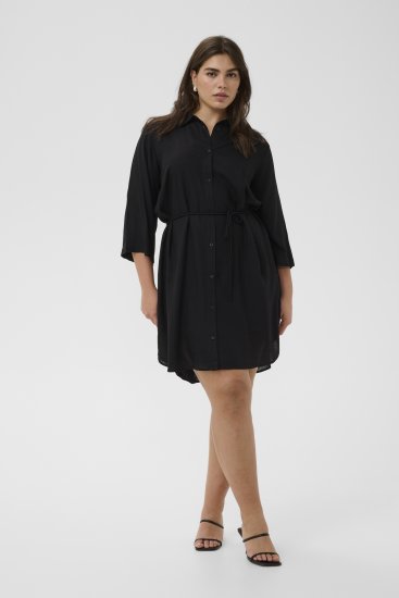 Kaffe Curve Mille Short Shirt Dress Black Deep - Mini ruhák - 