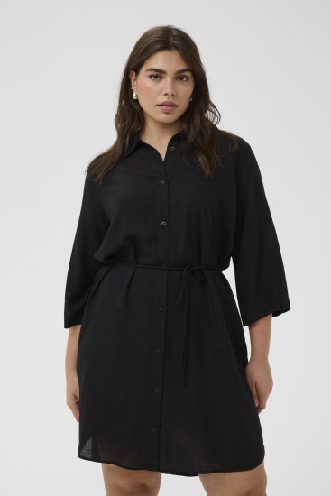 Kaffe Curve Mille Short Shirt Dress Black Deep - Mini ruhák - 