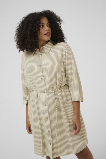 Kaffe Curve Milla Short Shirt Dress Chinchilla/Chalk Stripe - Mini ruhák - 