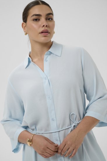 Kaffe Curve Mille Short Shirt Dress Nantucket Breeze Blue - Mini ruhák - 