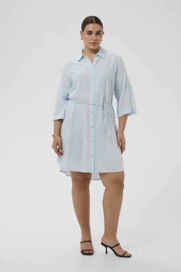 Kaffe Curve Mille Short Shirt Dress Nantucket Breeze Blue - Mini ruhák - 