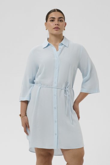 Kaffe Curve Mille Short Shirt Dress Nantucket Breeze Blue - Mini ruhák - 