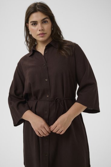 Kaffe Curve Mille Short Shirt Dress Black Coffee Brown - Mini ruhák - 