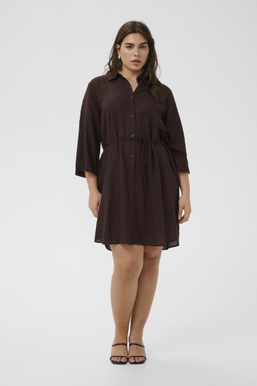 Kaffe Curve Mille Short Shirt Dress Black Coffee Brown - Mini ruhák - 