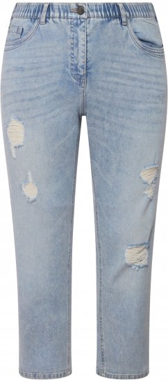 Ulla Popken Stonewashed Distressed Boyfriend Jeans Light Blue - Női Farmer & Nadrágok Nagy Méretekben – Plus Size - 