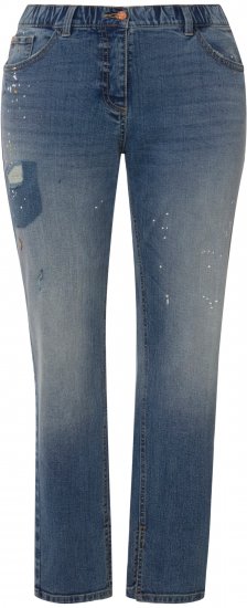 Ulla Popken Distressed Stretch Fit Boyfriend Jeans Blue Denim - Női Farmer & Nadrágok Nagy Méretekben – Plus Size - 