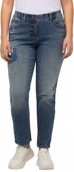 Ulla Popken Distressed Stretch Fit Boyfriend Jeans Blue Denim - Női Farmer & Nadrágok Nagy Méretekben – Plus Size - 