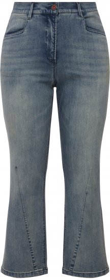 Ulla Popken Splatter Painted Jeans Washed Blue Denim - Női Farmer & Nadrágok Nagy Méretekben – Plus Size - 