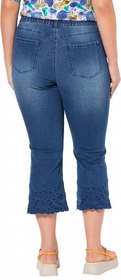 Ulla Popken Cropped Flared Eyelet Jeans Denim Blue - Női Farmer & Nadrágok Nagy Méretekben – Plus Size - 