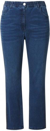 Ulla Popken Rhinestone Seam Stretch Fit Jeans Blue Denim - Női Farmer & Nadrágok Nagy Méretekben – Plus Size - 