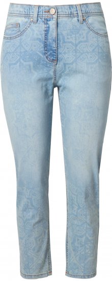 Ulla Popken Tile Laser Print Stretch Fit Jeans Light Light Blue Denim - Női Farmer & Nadrágok Nagy Méretekben – Plus Size - 