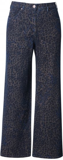Ulla Popken Leopard Print Stretch Fit Jeans Ink Blue - Női Farmer & Nadrágok Nagy Méretekben – Plus Size - 